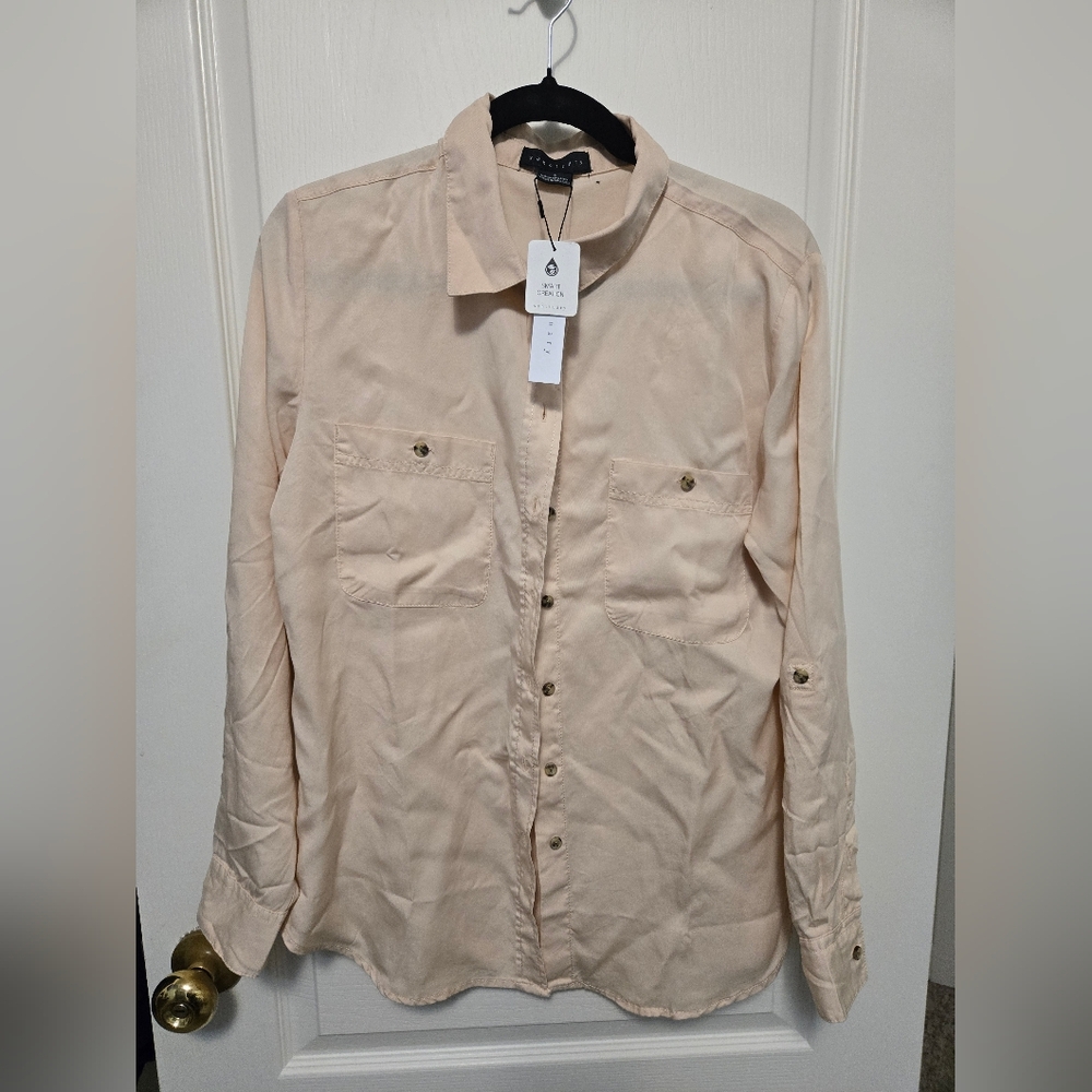 Light Pink Men's Button-Up Shirt Jacket
